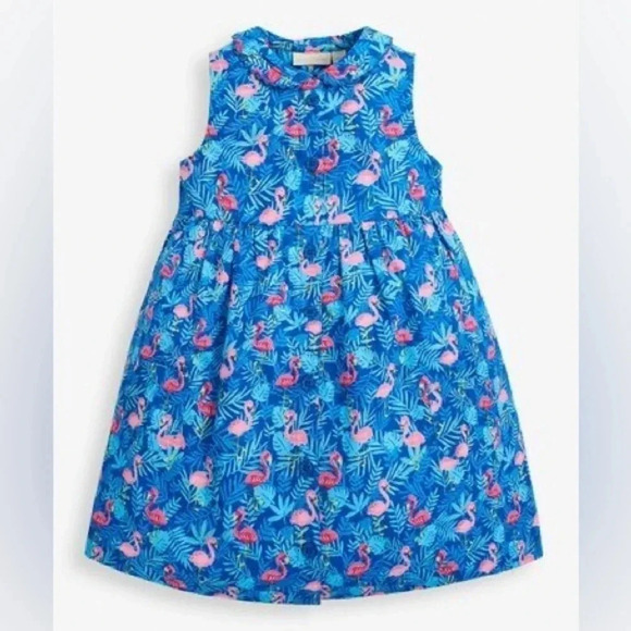 Flamingo dress Jojo Maman Bebe toddler girl flamingo embroidered pockets collar - Picture 2 of 7